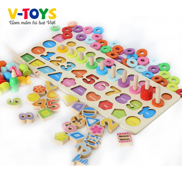 Bộ đồ chơi bảng chữ số gỗ đồ chơi giáo dục phát triển trí tuệ cho bé